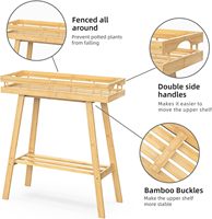 Support pour plantes en bambou Table pour plantes d'intérieur à 2 niveaux pour fenêtre d'intérieur Banc pour plantes hautes Étagère pour pots de fleurs pour le salon