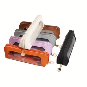 Estuche Transparente para Lápices con Cierre de PVC X57, Estuche para Lápices con Gran Capacidad, Regla y Borrador Transparentes, Estuche Simple y Moderno para Útiles Escolares - Product Image 2