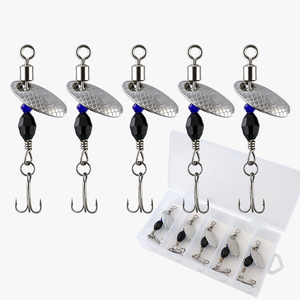 Ensemble de leurres de pêche spinner 35mm 2.7g, spinnerbait métallique en ligne avec hameçons triples, boîte à pêche pour truite, bar, eau douce et eau salée - Product Image 1