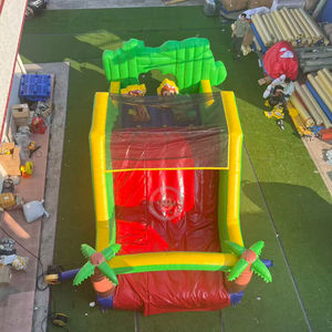 Parcours d'obstacles gonflable <span class=keywords><strong>rouge</strong></span> et vert avec toboggan pour enfants - Château gonflable combiné pour jeux amusants - Product Image 4