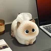 Boîte à mouchoirs en résine en forme de chat siamois, décoration animale pour salon, maison, bureau