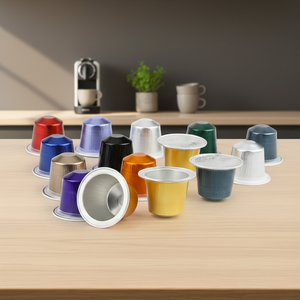 Capsules de café en aluminium jetables compatibles avec les machines à expresso, avec couvercles thermoscellables - Product Image 1