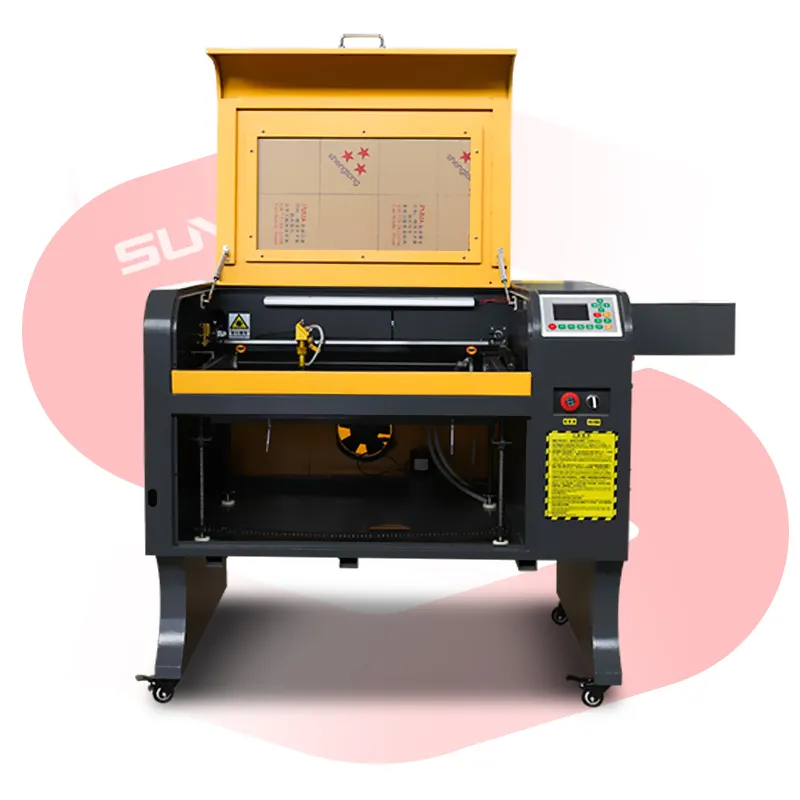 4060 50W 60W 80W Work area 600x400mm SUNWAY 3D laser cutting and Engraving Machine for wood, cloth, leather