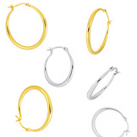 Bijoux en argent sterling S925 plaqué or 18 carats 20mm 25mm 30mm boucles d'oreilles rondes pour femmes