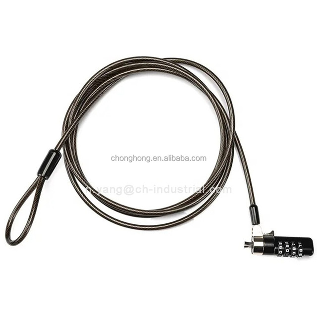 Hot Sale Against Theft Digit Combination Wedge Laptop Black Digital Password Computer Laptop Lock Security Cable Lock for Safety