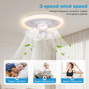 ติดตั้งง่าย พัดลมเพดาน LED หมุนได้ 360 องศา ขนาด 14 นิ้ว พร้อมไฟตกแต่งบ้าน ดีไซน์เงียบ ปรับความเร็วลมได้ 3 ระดับ รุ่น W25016 Fa - Product Image 3