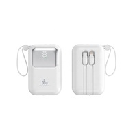 Batterie externe HXB haute capacité 10000mAh Li-Polymère, charge super rapide 22.5W, chargeur portable, entrée Type-C, câbles intégrés doubles