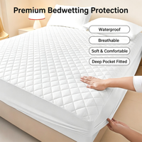 Protège-matelas imperméable matelassé ultrasonique en microfibre, poches profondes, respirant, doux, silencieux, lavable, pour maison, hôtel, vente en gros