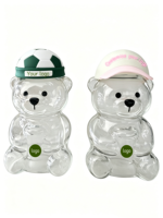 Meilleure Qualité 2026 Gobelet en Verre Teddy Bear Bearista Rose Fraise 591ml (20OZ) pour Boissons Froides avec Couvercles et Pailles