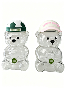 Vaso de Cristal Bearista Teddy Bear de la Mejor Calidad, 2026, 591ml, Rosa Fresa, con Tapa y Pajita, para Bebidas Frías - Product Image 3