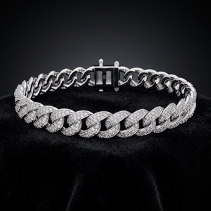 กำไลข้อมือเพชรผู้ชาย AADIHI JEWELS ชุบทองคำขาวโรเดียม เพชรทรงบริลเลียนท์ ผลิตในห้องปฏิบัติการ รับรองโดย IGI สไตล์ฮิปฮอป หรูหรา - Product Image 2