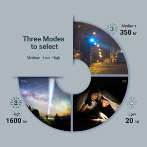 USB перезаряжаемый P8 SWAT Тактический фонарик 1300 люмен светодиодный корпус из алюминиевого сплава IP68 Водонепроницаемый Номинальный 18650 аккумулятор с регулируемой яркостью - Product Image 4