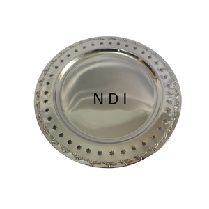 Aperitivos redondeados y servicio de frutas Catering usado para bodas y fiestas de Navidad Diseño de mosaico de acero inoxidable Placa de cargador - Product Image 2