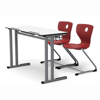 Meubles scolaires, ensemble bureau et chaise pour étudiants, table double pour étudiants avec deux chaises pour la salle de classe