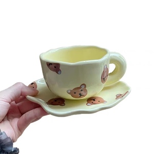 Tazza da tè in ceramica dipinta a mano stile nordico e piattino tazza da caffè personalizzata per tè al latte tazze e piattini - Product Image 2