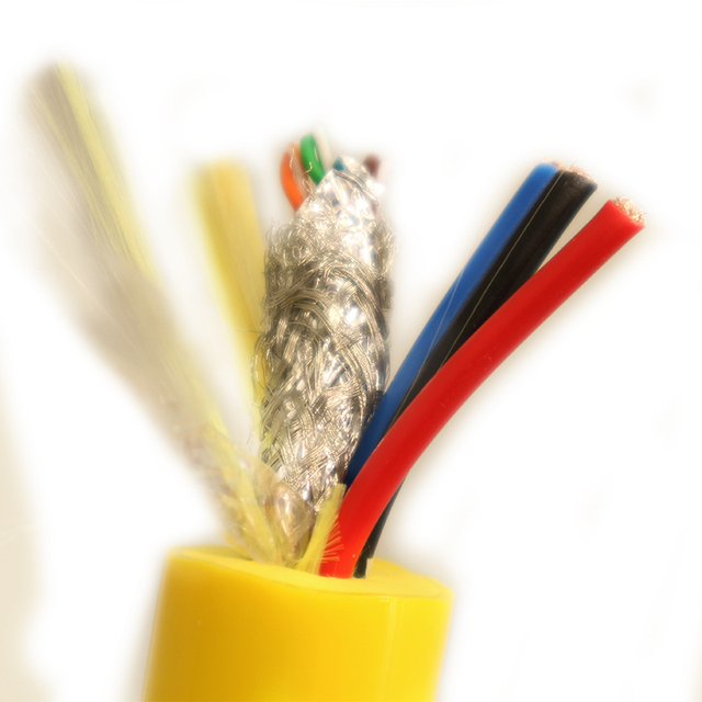 Waterproof PUR Foam Kevlar ROV Cable 4 Twisted Pair for Ethernet, 3 Power 16 Ga Underwater Neutral Buoyancy Cable