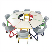 Meubles de classe pour écoles maternelles, usine certifiée ISO, table et chaises robustes pour 8 enfants, ensemble pour la maternelle