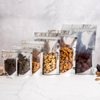 Sachets d'emballage alimentaire refermables en Mylar avec fermeture éclair, personnalisables, imprimés sur le devant, transparents à l'arrière, résistants à l'humidité, en aluminium