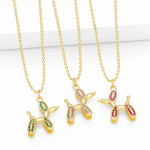 XL23354 Fashion fine jewelry zircon jewellery rhinestone gold plated pendant necklace diamond necklace christmas dog necklace