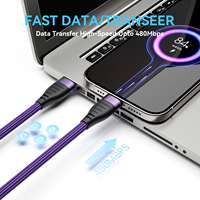 Câble de données USB-C 60W à charge rapide en nylon tressé avec connecteurs Type-C, idéal pour la charge rapide de l'iPhone 17