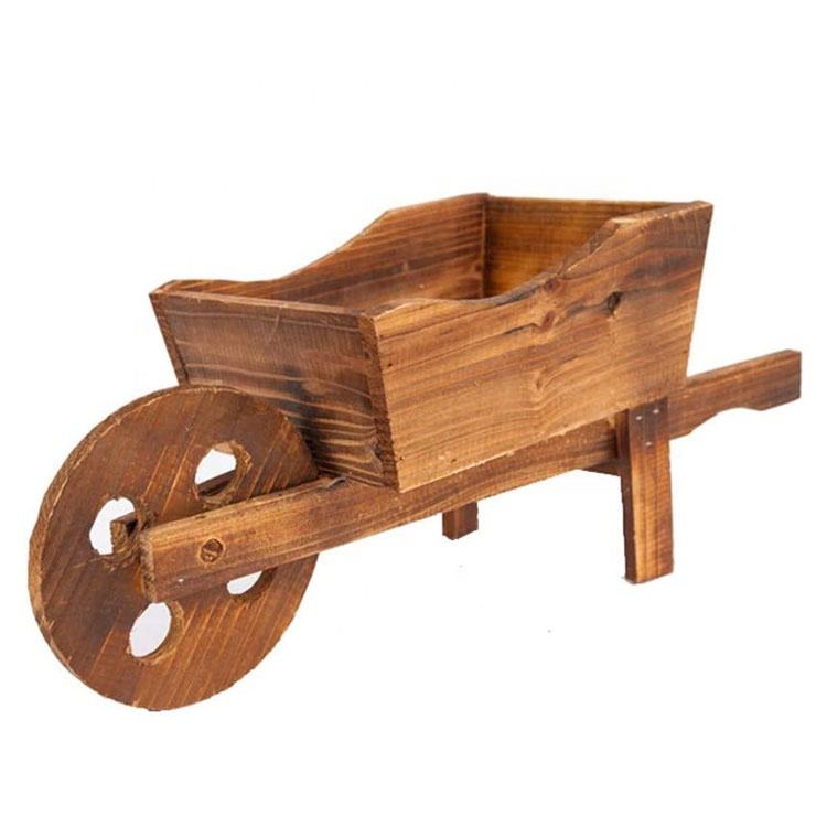 RELAX4LIFE Fioriera Da Esterno A Forma Di Carrello/Carriola, Decorazione Da Giardino Con Manico, Ruota E 9 Accessori A Calamita, Patio, Cortile E Balcone (69,5 X 26 X 29,5 Cm, Naturale - Foto 4