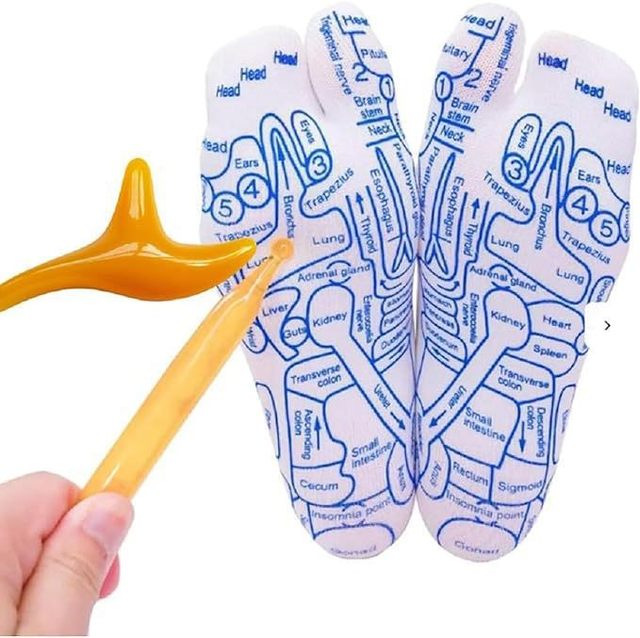 2024 Compports Reflexology Socks Women Men Reflexology Acupressure Charts in English Rod Included Foot Massage Socks