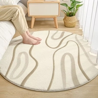 Tapis circulaire minimaliste moderne en peluche Tapis de salon de luxe Lavable en machine Tapis en cachemire Rembourrage de tapis d'usine