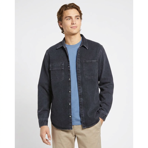 Finer Threads OEM Customized Plus Size Men's Salinac <b>Denim</b> Jacket Stand Collar Front Logo Windproof Hooded 100% Cotton Vintage - Product Image 1