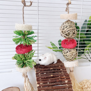 Giocattoli da masticare ecologici in stile classico per animali domestici realizzati con palline di luffa corde di buccia di mais per conigli criceti porcellini d'India pappagalli - Product Image 5