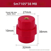 Isolateur de borne cylindrique haute résistance rouge basse tension K&R SM38*32-M8 en matériau BMC, 660V nominal