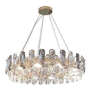 Circle Pendant <b>Light</b> Living Room Modern Luxury Round Smoke Grey K9 Crystal Chandelier - Product Image 6
