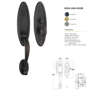 Poignée de porte en cuivre pur YZH, au meilleur prix, transparente, avec serrure, pour porte double en bois - Product Image 1