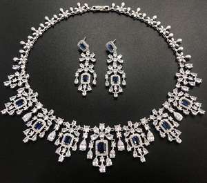 HIBRIDE elegante conjunto de joyería nupcial rusa para mujer AAA Cubic Zircon Pave collar pendientes conjuntos para accesorios de compromiso - Product Image 2