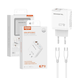 <span class=keywords><strong>Cargador</strong></span> <span class=keywords><strong>de</strong></span> Viaje SOMOSTEL 67W Max con Doble Puerto USB C y Adaptador <span class=keywords><strong>de</strong></span> Carga Rápida 110-240V <span class=keywords><strong>de</strong></span> Voltaje Amplio QC3.0 PD para <span class=keywords><strong>iPhone</strong></span> - Product Image 1