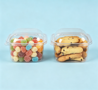 Boîte à friandises carrée transparente en plastique à charnières, avec couche extérieure résistante aux rayures, pour noix, biscuits, mini-pâtisseries, collations, confiseries de fêtes et cadeaux