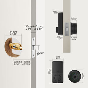 <span class=keywords><strong>Serrure</strong></span> connectée Tuya Smart Deadbolt, norme américaine, avec reconnaissance de la veine palmaire, entrée sans clé, pour la sécurité des maisons de luxe, compatible avec l'application TTLock - Product Image 2