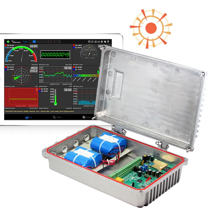 Gravador de dados de radiação solar gprs em tempo real e sms, logger de dados operado a bateria