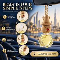 Diffuseur de parfum pour voiture personnalisé, flacon en verre à facettes diamantées, bouchon en bois sculpté, 60% d'huile parfumée, OEM ODM, marque privée, à suspendre dans la voiture