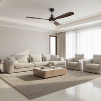 Ventilateur de plafond LED de luxe en bois massif de 60 pouces avec moteur DC et flux d'air puissant pour la décoration intérieure