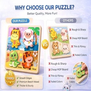 Деревянная развивающая игрушка Монтессори «Четыре в одном»: головоломка «Драконы, змеи, лошади и овцы» для совместного обучения родителей и детей - Product Image 6