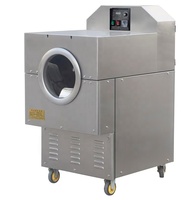Mesin panggang pemanas elektromagnetik otomatis penuh komersial hemat energi untuk kacang Sesame Rapeseed 30 ~ 60kg/jam PLC Motor