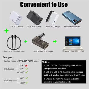 Convertisseur USB-C à affichage numérique vers DC Charge rapide PD 100W Connecteur d'alimentation pour ordinateur portable Intelligent Universel pour Lenovo/HP/Dell - Product Image 5