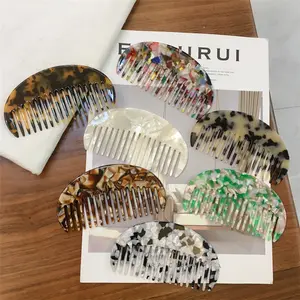 SP New Women Fashion Acetate Made Hair Accessory Tooth Tortoise Shell Marble Pattern Acid Hair Combs