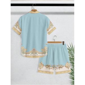 Conjunto de Playa de 2 Piezas para Hombre FOXA, Camisa de Manga Corta Estampada, Pantalones Cortos con Cordón, Ropa de Crucero, Transpirable, de Poliéster - Product Image 2