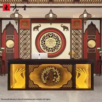 Bureau de réception en bois massif de style thaïlandais personnalisable pour clubs de santé et salons de beauté Comptoir de caisse vintage Bureau de yoga