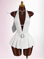 Robe Courte Plissée Sexy et Tendance 2026, Couleur Unie, Coupe Ajustée, Épaules Dénudées, Dos Nu, Décolleté Plongeant en V, Effet Amincissant