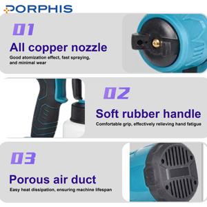 Máquina de herramientas de pintura automática de pared para el hogar portátil de 800ml y 400W, pulverizador sin aire HVLP, pistola pulverizadora de pintura eléctrica inalámbrica - Product Image 6