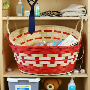 Cesto in bambù intrecciato ecologico multiuso ad alta precisione per frutta e pane con manici, <span class=keywords><strong>rosso</strong></span> originale - Product Image 1