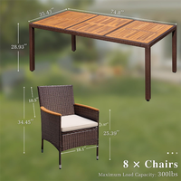 Ensemble de table et chaises de jardin en bois d'acacia de qualité supérieure, ensemble de table et chaises en rotin pour patio, jardin, cour