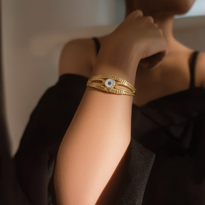 Bracelet de charme tendance en acier inoxydable 316L plaqué or PVD, motif œil porte-bonheur, bijoux pour femmes - Product Image 3